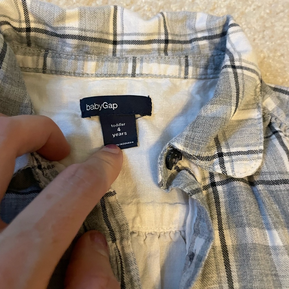 Gap Flannel Long Sleeve Shirt Dress Toddler Girl Size 4T